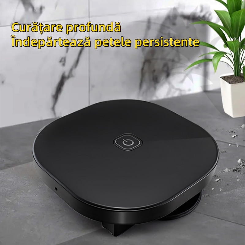 Robot de maturat, pentru stergerea cu mopul, evitarea automata a obstacolelor, functionare silentioasa, utilizare umeda si uscata, incarcare USB, durata lunga de viata a bateriei, negru