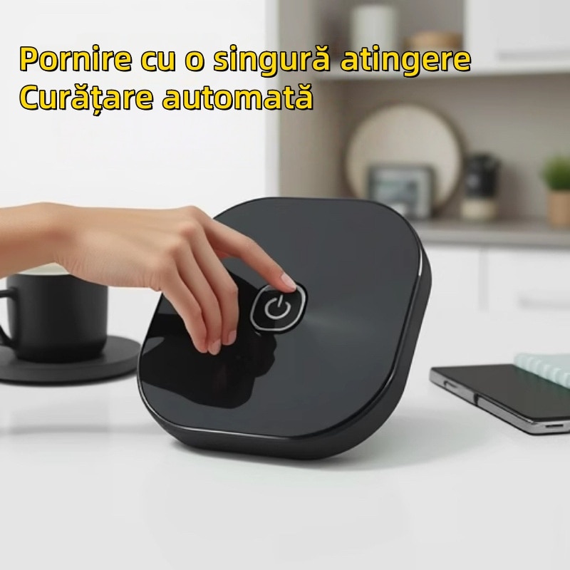 Robot de maturat, pentru stergerea cu mopul, evitarea automata a obstacolelor, functionare silentioasa, utilizare umeda si uscata, incarcare USB, durata lunga de viata a bateriei, negru