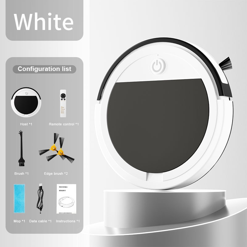 Robot inteligent de maturat, cutie de praf de 400 ml, curatare dubla, planificare traseu, corp subtire, 1800 mAh, incarcare USB, baterie cu durata lunga de viata, telecomanda, alb