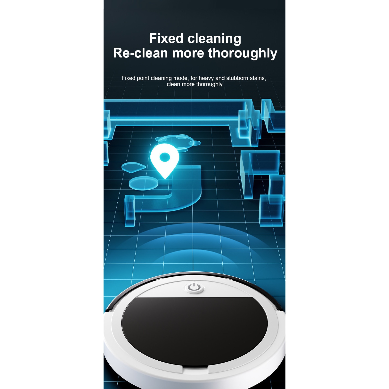 Robot inteligent de maturat, cutie de praf de 400 ml, curatare dubla, planificare traseu, corp subtire, 1800 mAh, incarcare USB, baterie cu durata lunga de viata, telecomanda, alb