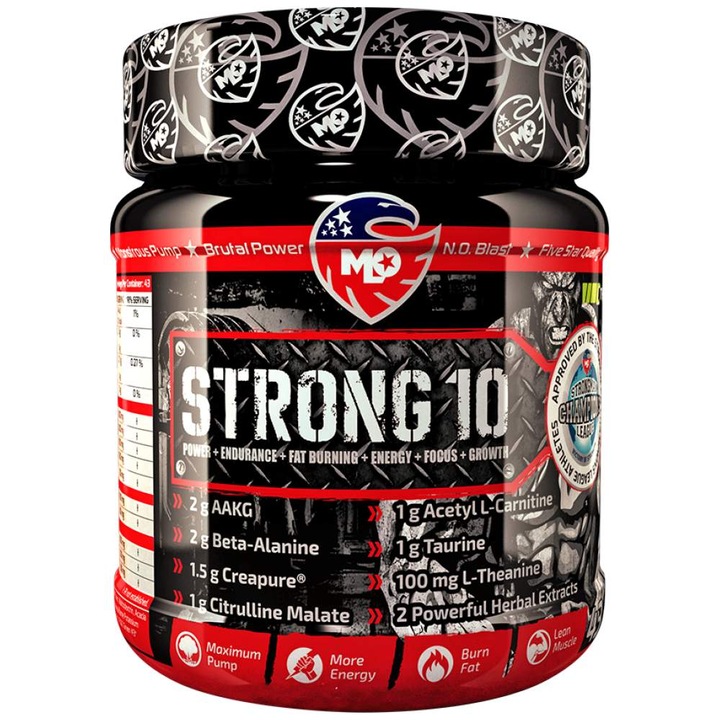 Хранителна добавка MLO Strong 10, Ягода и диня, 454 грама