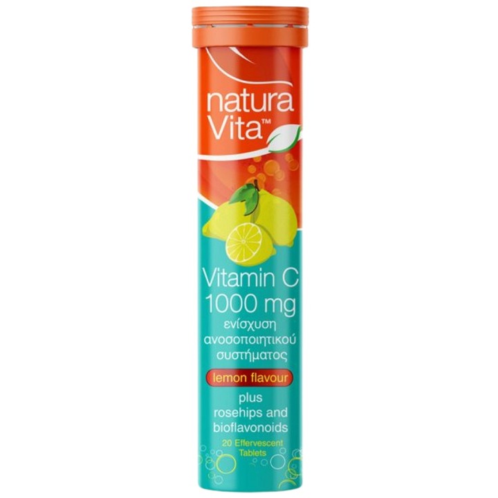 Supliment alimentar Natura Vita Vitamina C 1000 mg plus Macese Efervescente, Lamaie, 20 comprimate efervescente