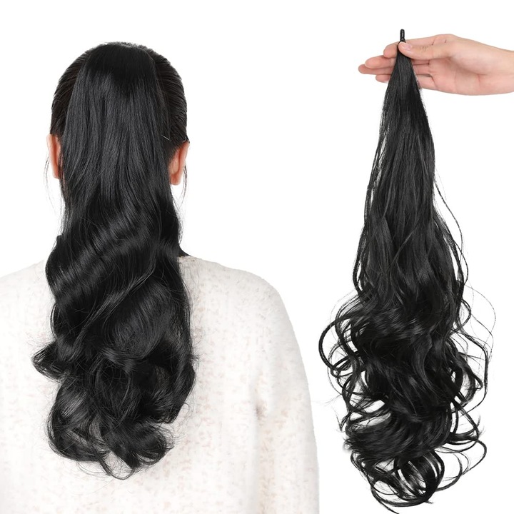 Coada One Step NEGRU Natural, 60 cm, Oskar Shop