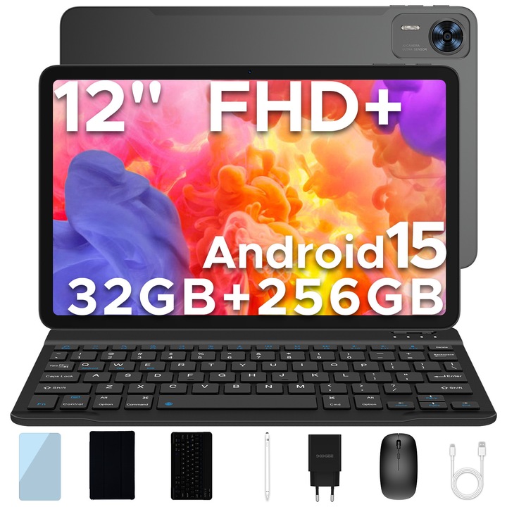 DOOGEE таблет 12 инча FHD+ 20GB RAM 256GB ROM 8800mAh, черен цвят