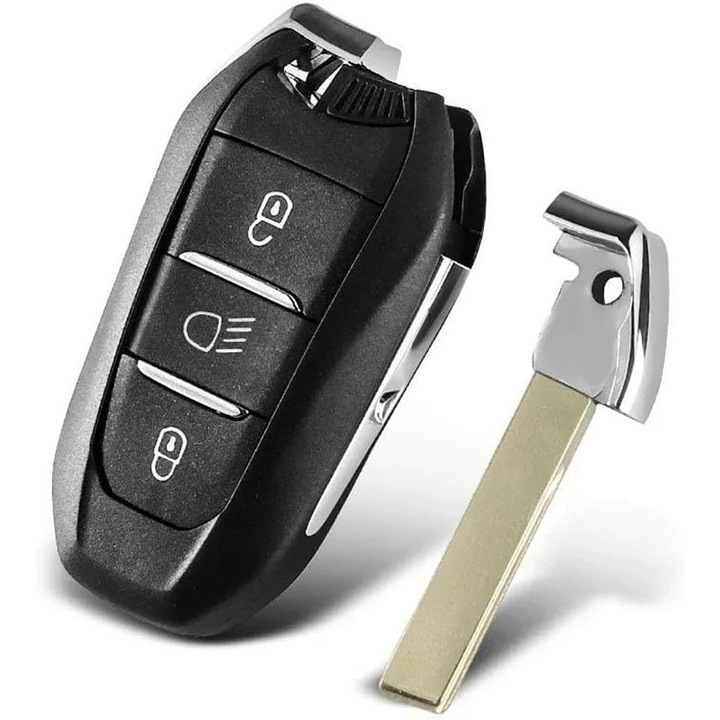 Techstar autókulcs tok 3 gombbal, kompatibilis Peugeot 308, 408, 508, 3008, 5008, Citroen C3, C4, DS modellekkel
