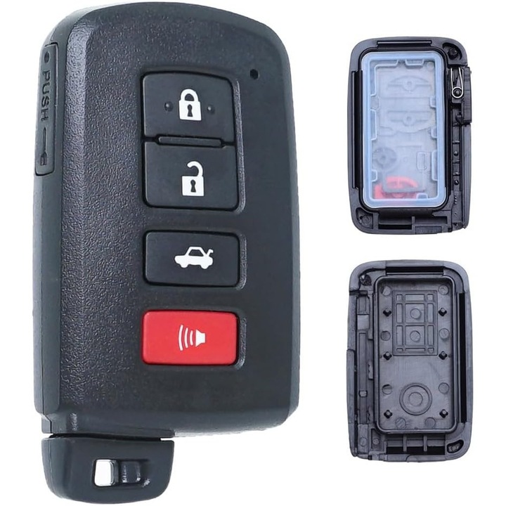 Techstar autókulcs tok 4 gombbal, kompatibil Toyota Camry, Corolla, RAV4, Highlander, Avalon modellekkel – FCC HYQ14FBA – vágatlan pengével