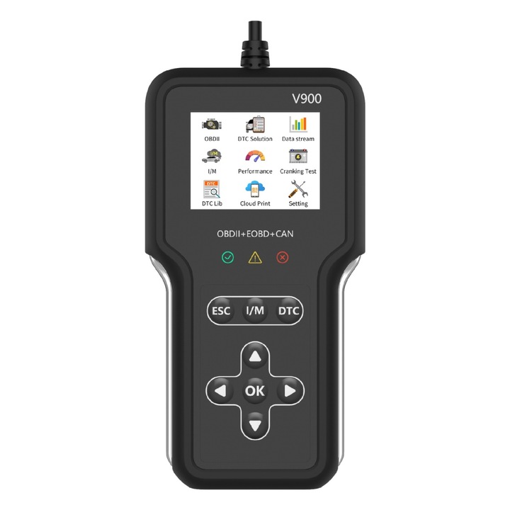 Techstar V900 Plus OBD2 автомобилен тестер, диагностика на двигател и трансмисия, над 600 кода на грешка, тест на батерия и сензори, съвместим с множество марки