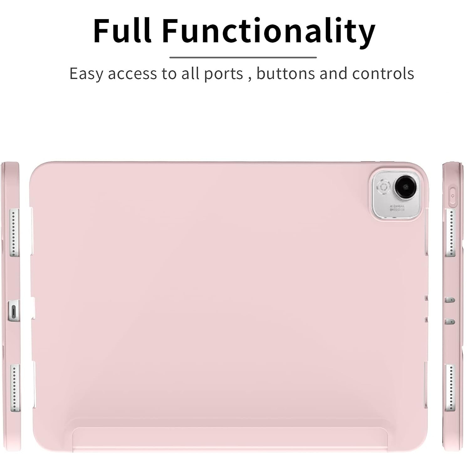 Husa Ultra Slim pentru HONOR Pad X9A, 11.45", Silicon TPU, Smart Cover cu Suport - Roz
