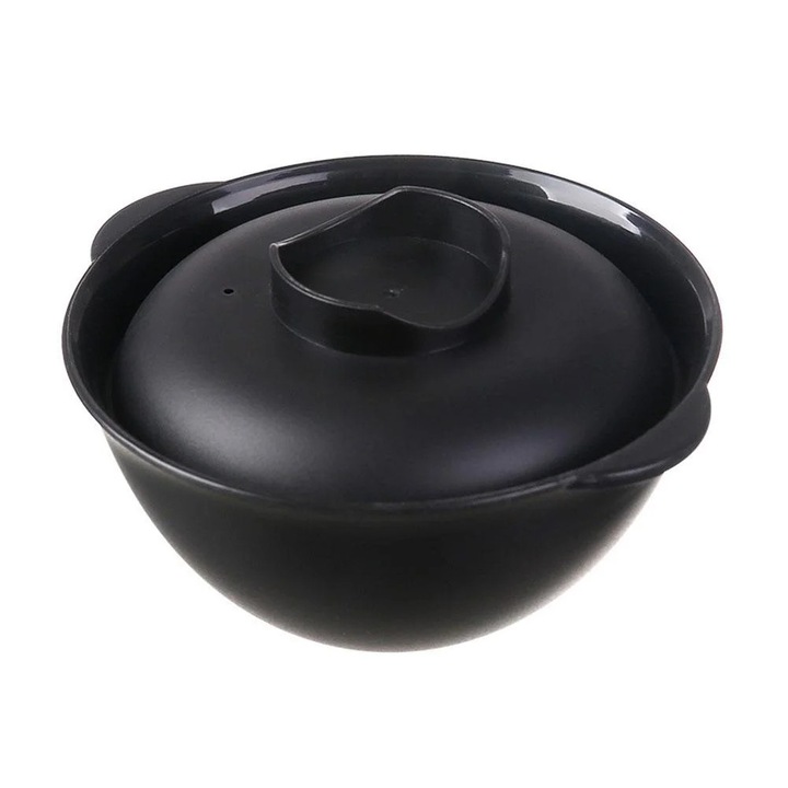 Bol instant noodles plastic, negru-alb, 14x6cm, 250ml