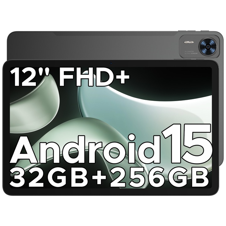 Таблет Doogee T36, Android 15, 12-инчов FHD+, 20GB RAM, 256GB, 8800mAh, 13MP камера, отключване с предна камера