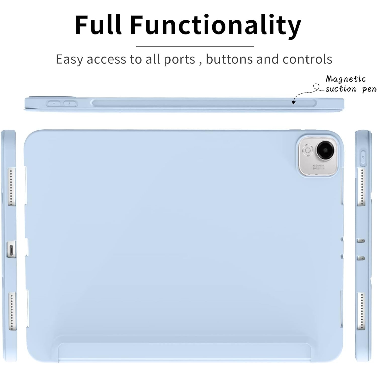 Husa Ultra Slim pentru HONOR Pad X9A, 11.45", Silicon TPU, Smart Cover cu Suport - Ice Blue