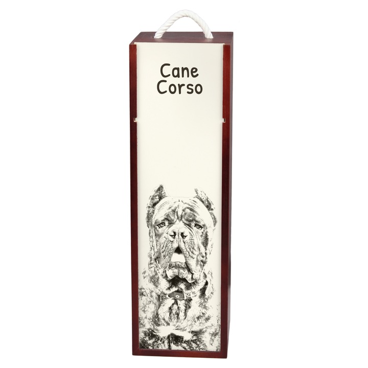 Кутия за вино с щампа на кучешка порода, Art-Dog, 10.5x10.5x35см, дърво и МДФ