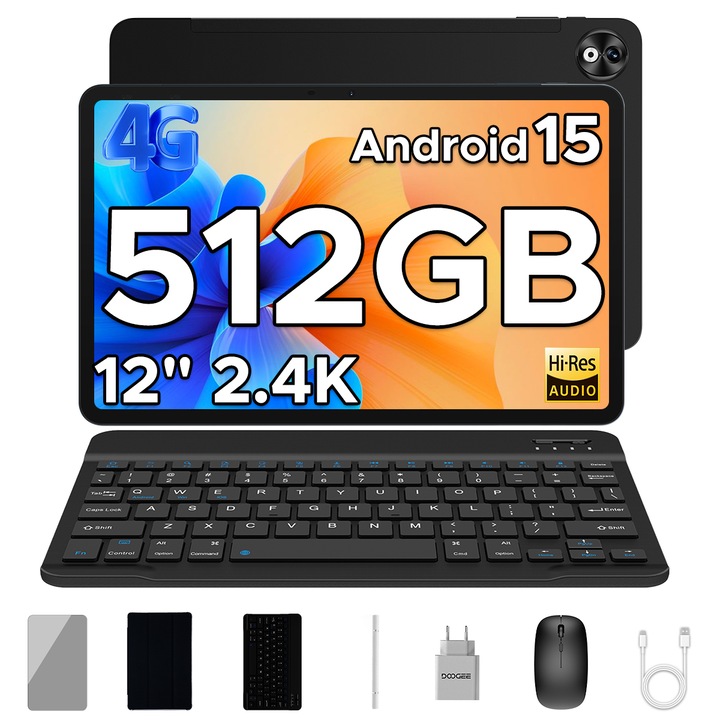 DOOGEE T40 Pro 12" 2.4K таблет, 20GB RAM, 512GB, батерия 10800mAh, Android 15