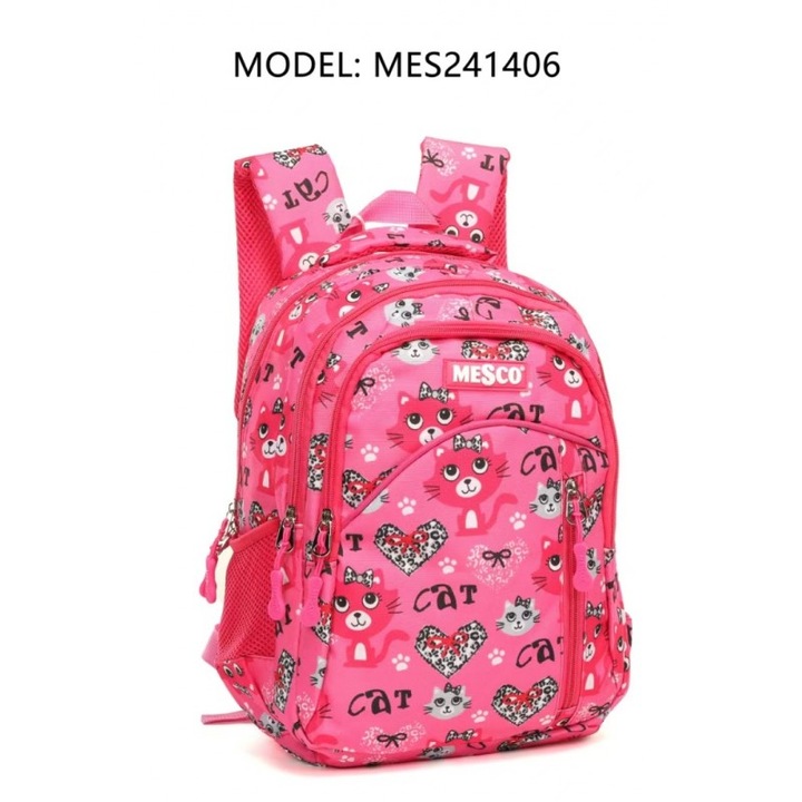 Ghiozdan mediu clasa pregatitoare, 38x26.5x12 cm, Cat Mesco