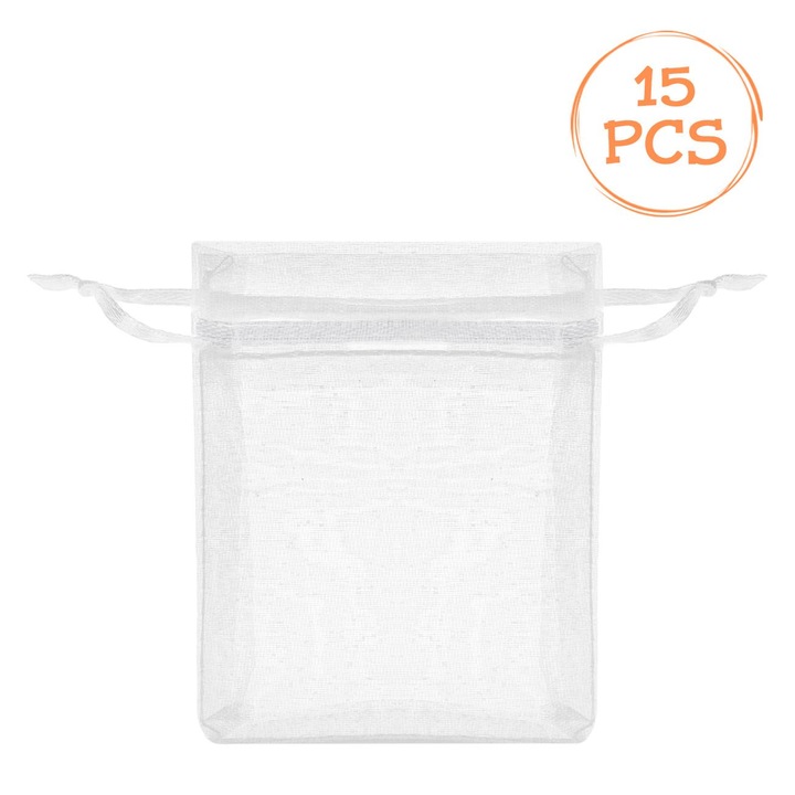 Saculete albe din organza 7x9cm - 15buc