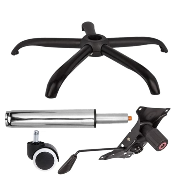 Set placuta balans metalica 22 cm x 15 cm, baza 64 cm, rola universala cauciu si cilindru piston, gaz, pentru scaune birou, argintiu, 35 cm