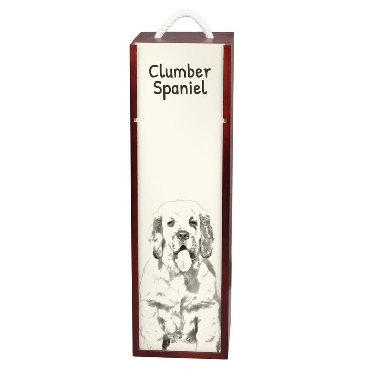 Кутия за вино с принт порода куче, Art-Dog, 10.5x10.5x35см, дърво и МДФ