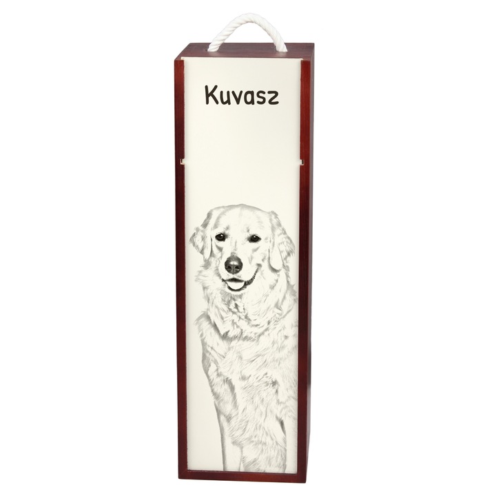 Кутия за вино с принт порода куче, Арт-Дог, 10.5x10.5x35см, дърво и МДФ