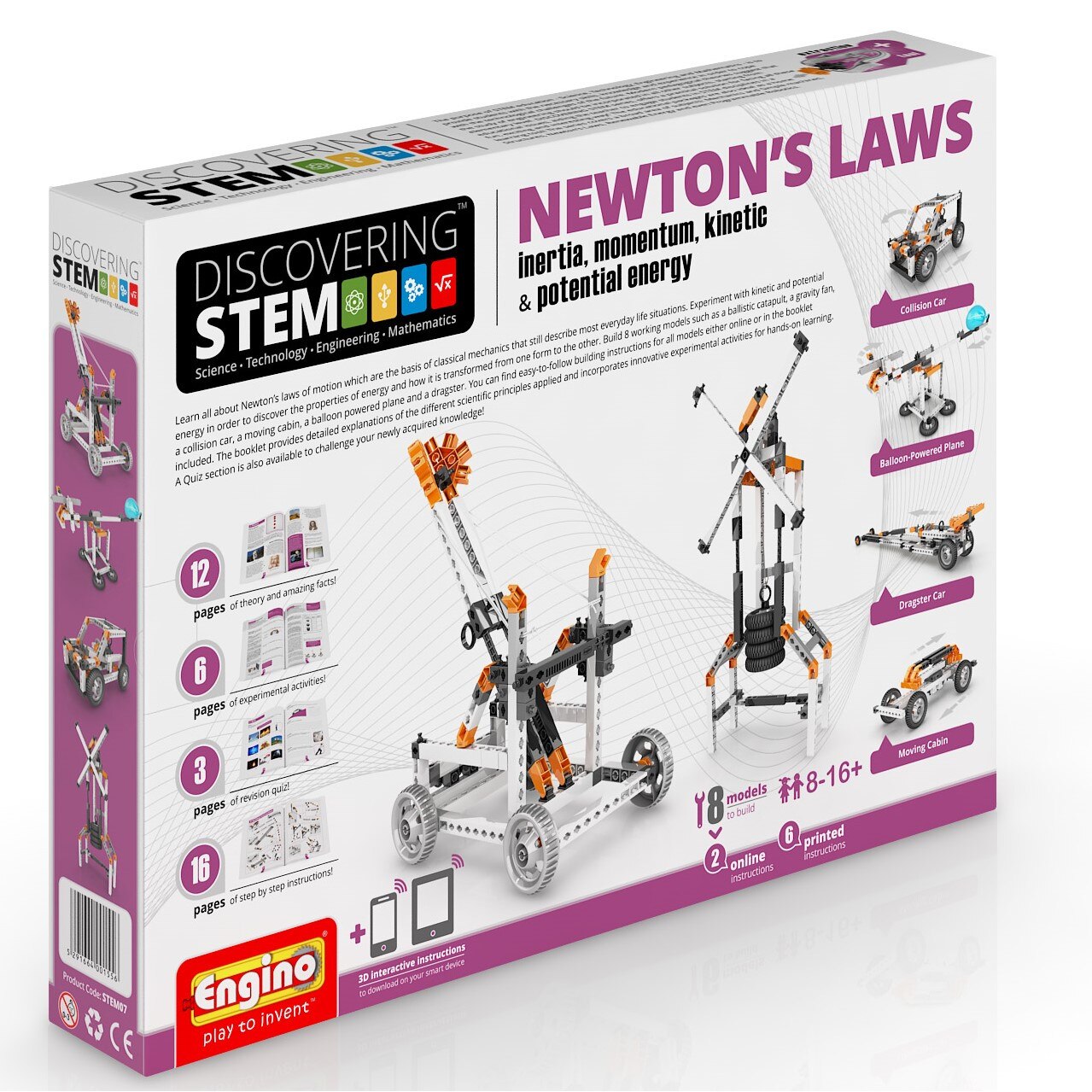 Joc de constructie educativ, ENGINO Descoperind STEM - LEGILE LUI NEWTON: Inertie, Impuls, Energie cinetica si potentiala