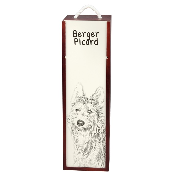 Кутия за вино с принт порода куче, Art-Dog, 10.5x10.5x35см, дърво и MDF