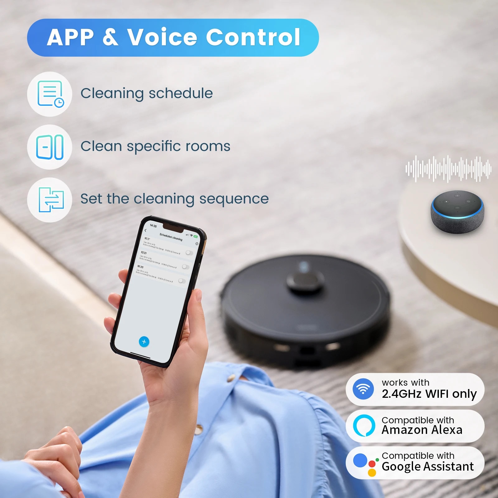 AIRROBO TBT30+ Aspirator Robot – Auto-Golire, Reincarcare Automata, Aspirare Umeda si Uscata pentru Curatenie in Gospodarie