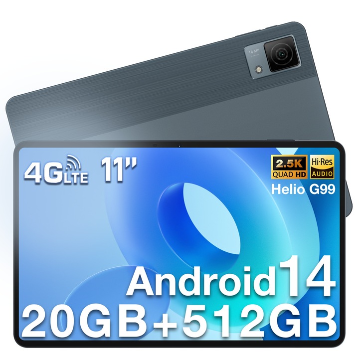 Таблет Doogee T40, 11", 20GB RAM, 512GB, 8580mAh, 16MP, ултратънка метална рамка