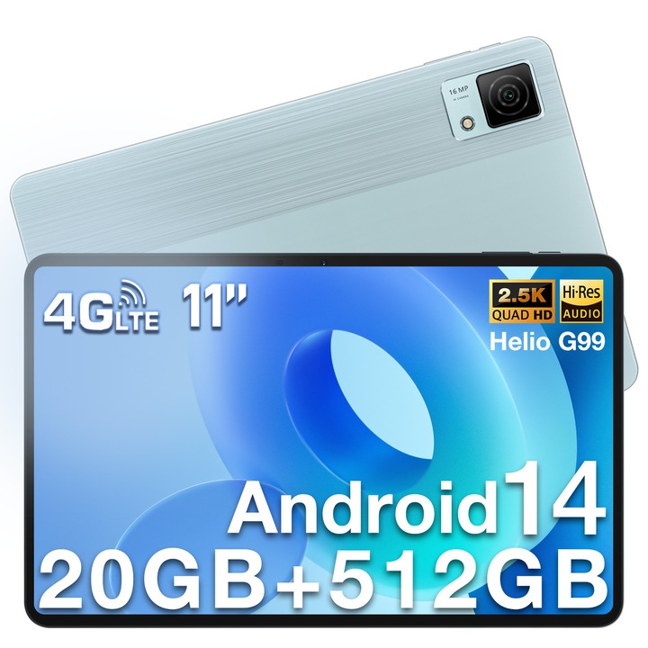 Таблет Doogee T40, 11 инча, 20GB RAM, 512GB, 8580mAh, 16MP, ултратънка метална рамка