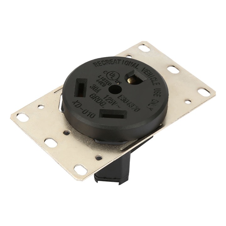 Priza industriala 30A 125V, 3 gauri, negru, 10x7x5cm