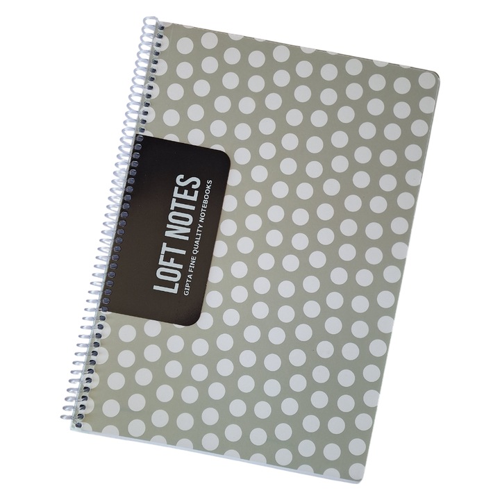 Caiet spiralat GIPTA LOFT NOTES, A4, 80 de coli, coperta PP, perforat, 70 g