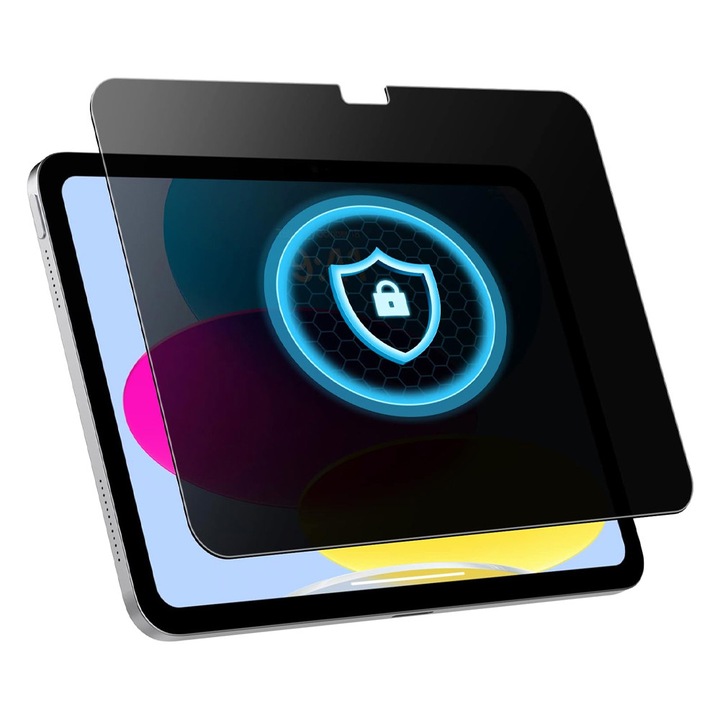 ADATVÉDELEM Tablet képernyővédő fólia Apple iPad 10 (2022) 10.9 készülékhez, edzett üveg, titkos görgetés, egyszerű telepítés