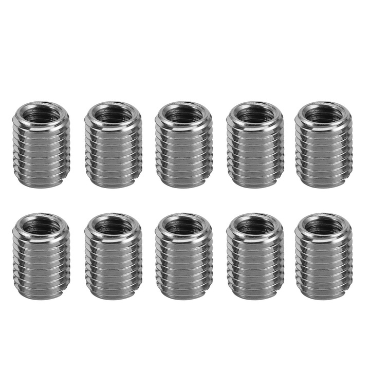 Set 10 Piese Piulite de Reparare din Inox, Filet interior M6 x 1, Filet exterior M8 x 1, Lungime 10mm