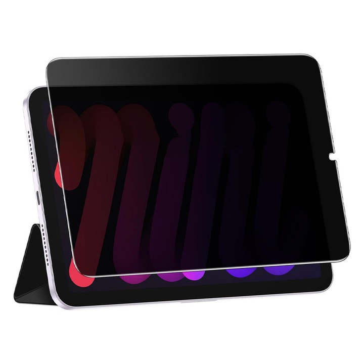 Folie Protectie Tableta PRIVACY pentru Apple iPad Mini (2024) 8.3, Sticla Securizata, Top-Secret Scrolling, Instalare Usoara
