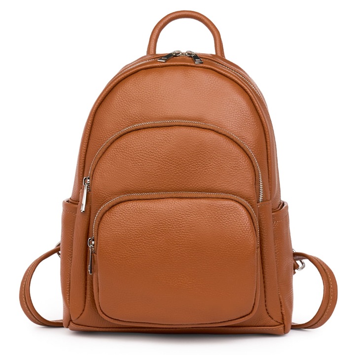 Rucsac din piele naturala, Alghero, mediu, maro, 28x25x14cm