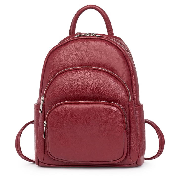 Rucsac din piele naturala, Alghero, grena, 28x25x14cm