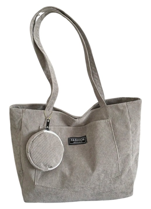 Hétköznapi velúr táska, szürke, kerek mini erszénnyel