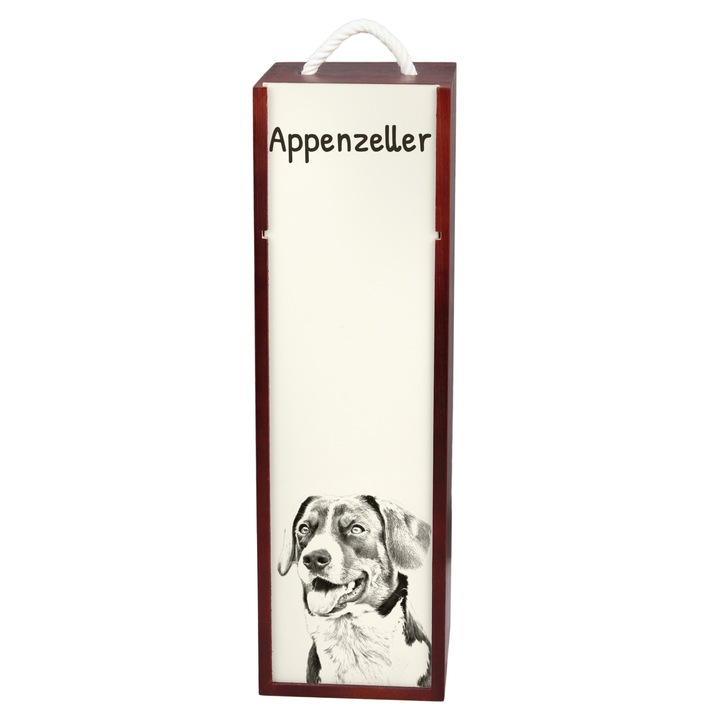 Кутия за вино с принт порода куче, Арт-Дог, 10.5x10.5x35см, дърво и МДФ