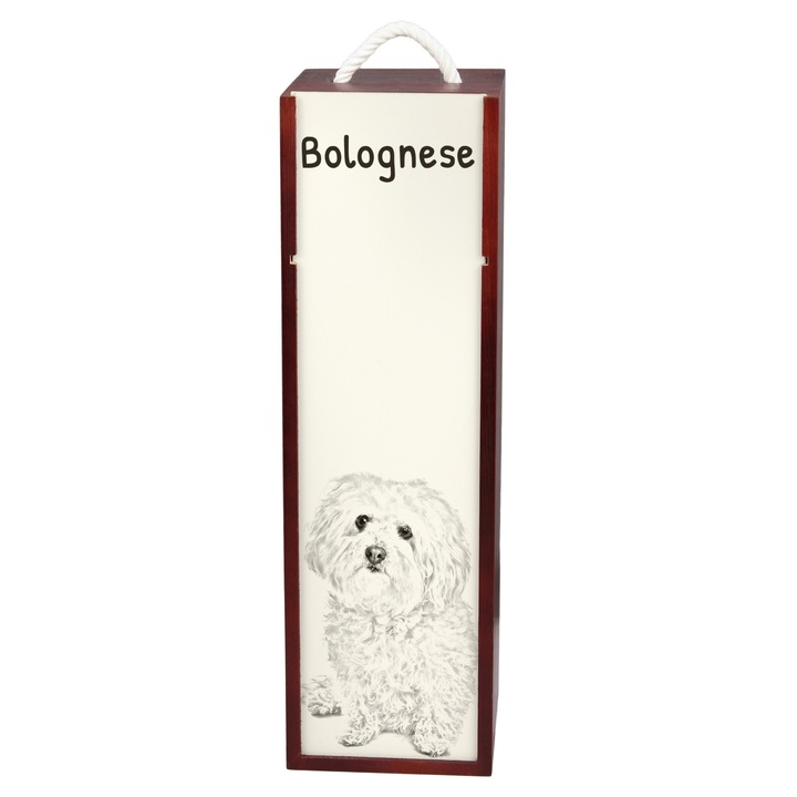 Кутия за вино с принт порода куче, Art-Dog, 10.5x10.5x35см, дърво и МДФ