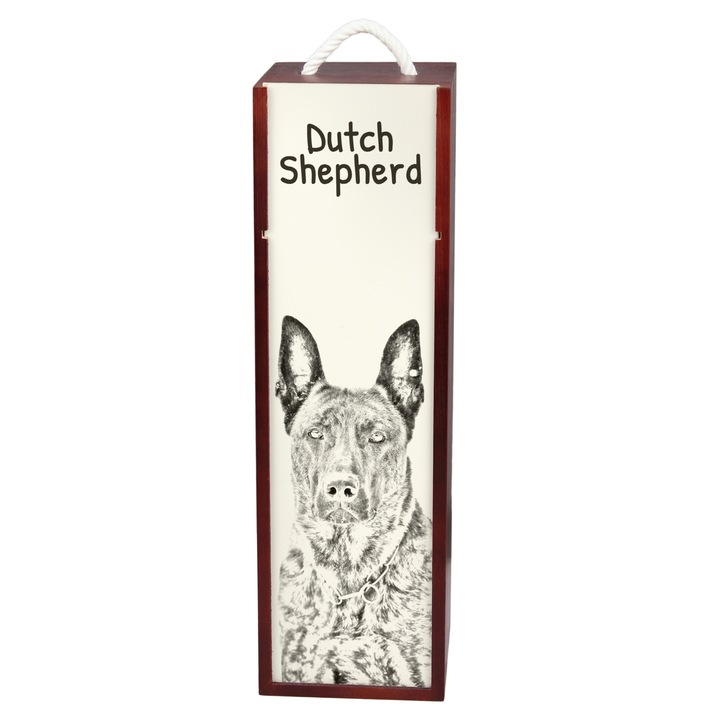 Кутия за вино с щампа на кучешка порода, Art-Dog, 10.5x10.5x35см, дърво и МДФ