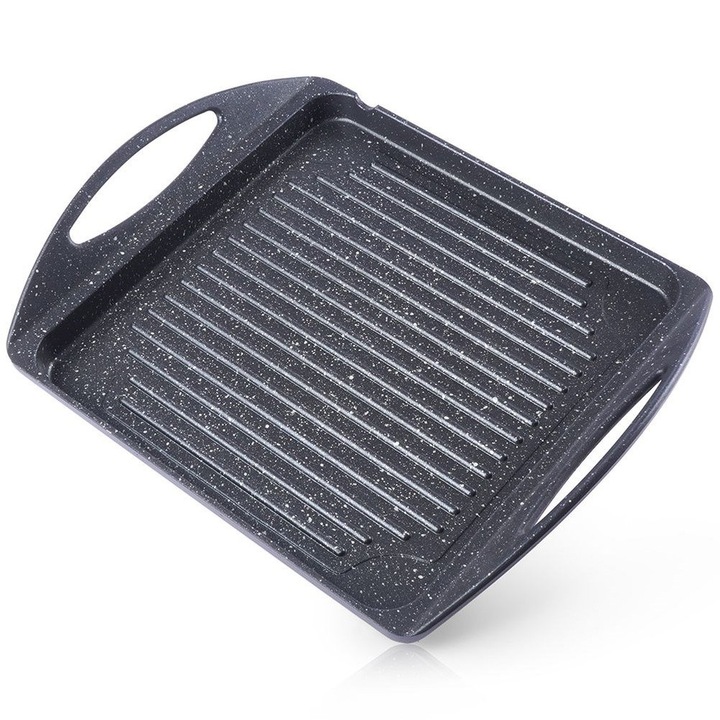 Placa grill pentru gatit, Artemis, granit, neagra, 34x26,5x5,5cm