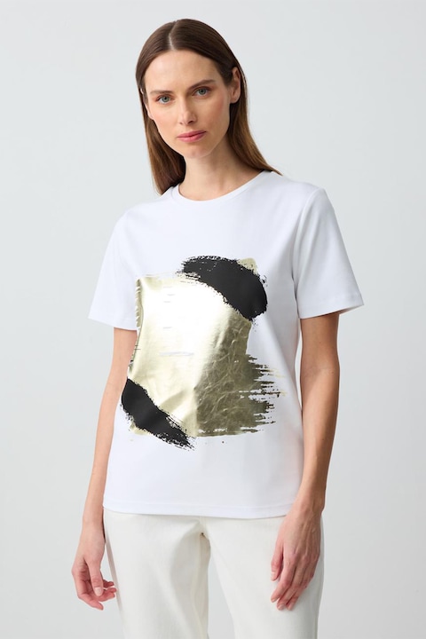 JIMMY KEY, Tricou de bumbac cu imprimeu abstract, Auriu/Negru/Alb optic