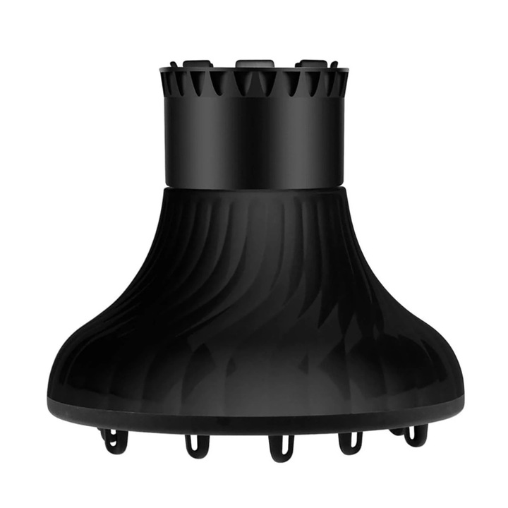 Difuzor pentru uscator de par YANYXR BCS3154032, reglabil pentru diametre 3,8–6 cm, pentru bucle si reducere a frizz-ului, negru