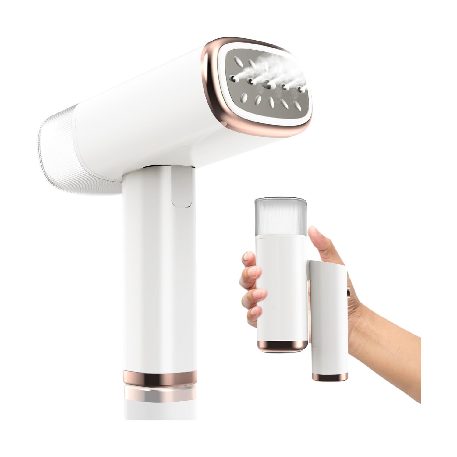 Aparat de calcat, mini, portabil, Zentara, putere 1000W, cu abur vertical si orizontal, incalzire rapida 20 secunde, rezervor detasabil 110ml, siguranta anti-picurare, pentru toate tipurile de tesaturi, alb