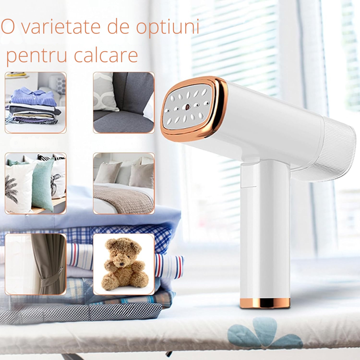 Aparat de calcat, mini, portabil, Zentara, putere 1000W, cu abur vertical si orizontal, incalzire rapida 20 secunde, rezervor detasabil 110ml, siguranta anti-picurare, pentru toate tipurile de tesaturi, alb