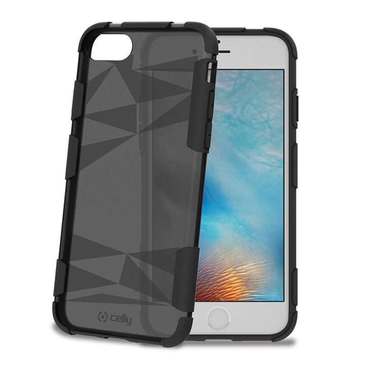 Подсилен гръб Celly PRYSMA, iPhone 8,7,6,6S, Черен