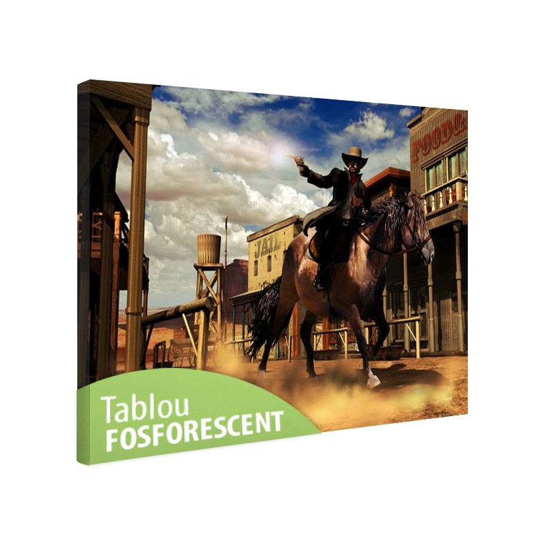 Tablou fosforescent Cowboy din Vestul Salbatic, 30x20 cm