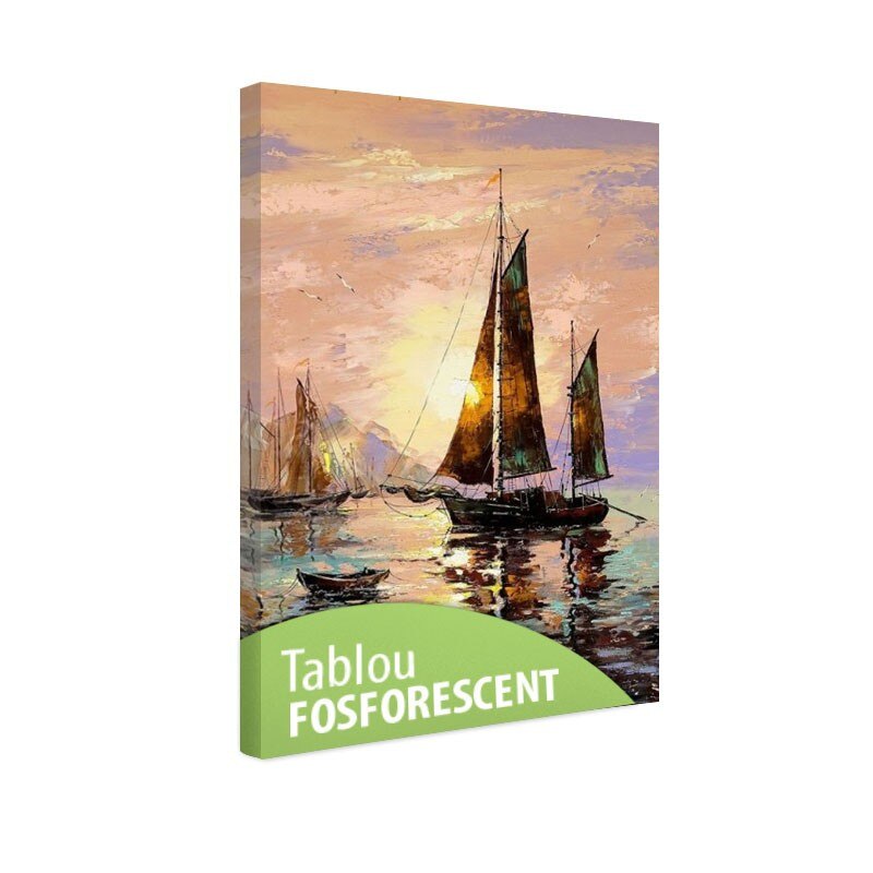 Tablou fosforescent Barca cu panze, 30x20 cm