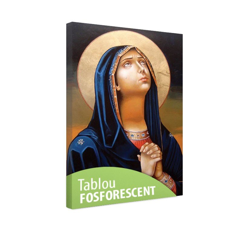 Tablou fosforescent Fecioara Maria plangand, 30x20 cm