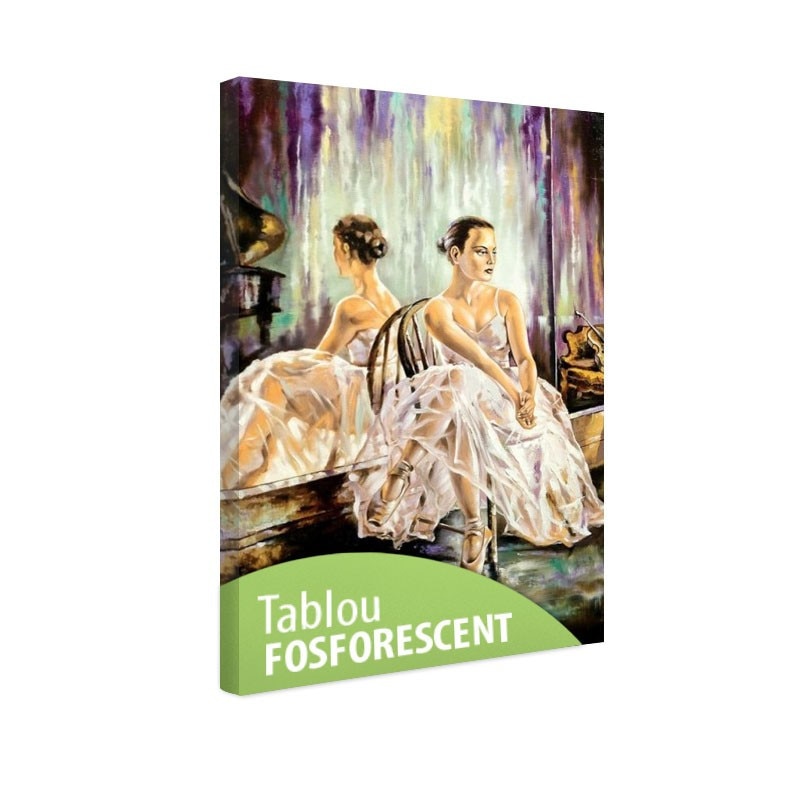 Tablou fosforescent Balerina langa oglinda 52x90cm