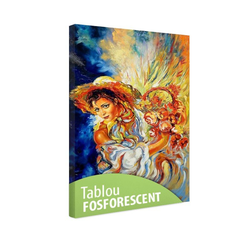 Tablou fosforescent Tanara cu buchet 20x30cm