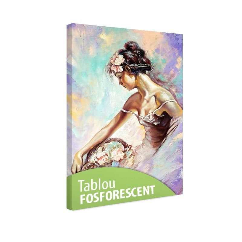 Tablou fosforescent Portretul unei fete cu flori 80x120cm